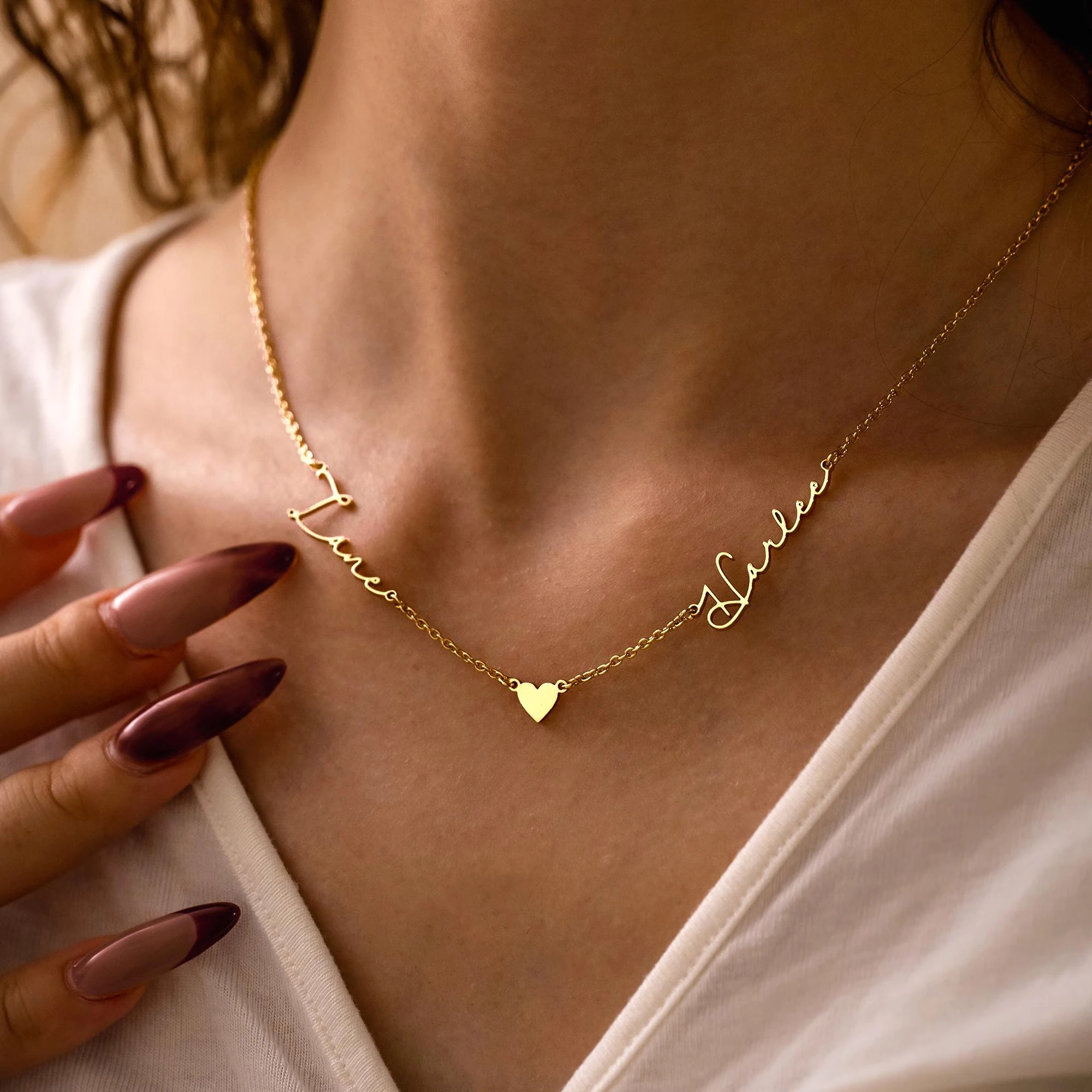 Custom Two Names Heart Necklaces For Women Stainless Steel Customized Necklace Pendant Personalized Neck Chain Jewelry Gift
Custom Two Names Heart Necklaces For Women Stainless Steel Customized Necklace Pendant Personalized Neck Chain Jewelry Gift