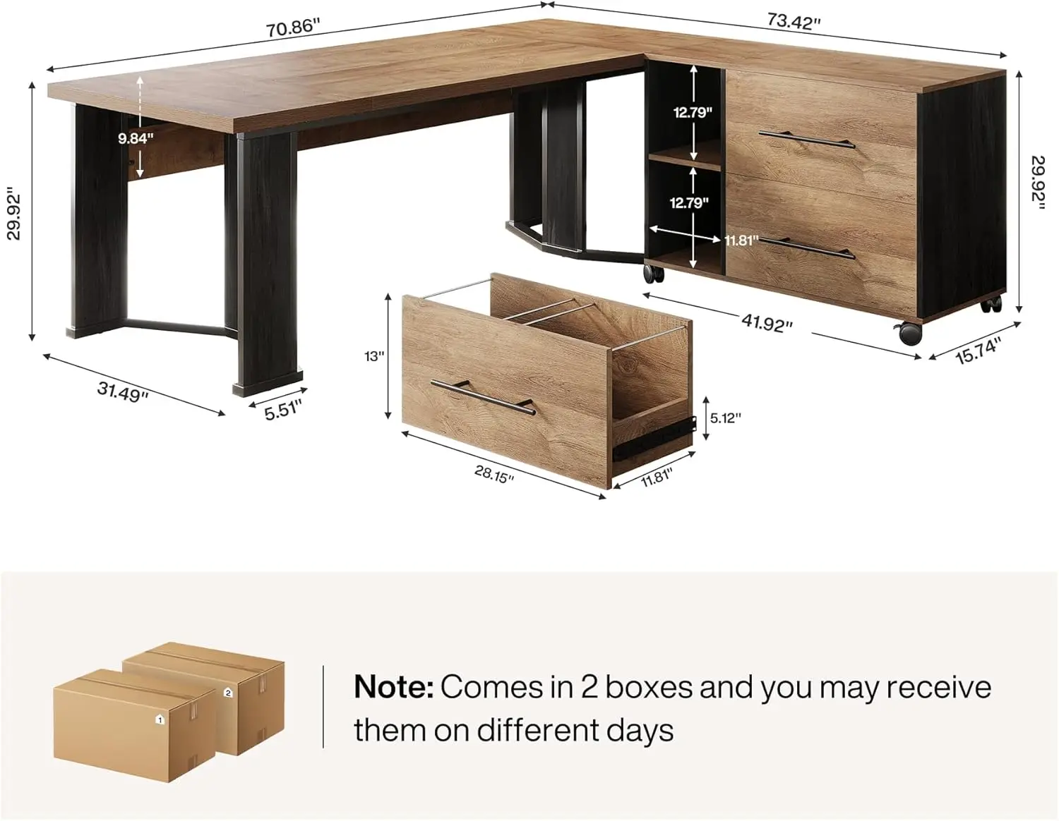 70.86" L Shaped Executive Desk with Drawers, Large Computer Office Desk with Mobile File Cabinet and Storage Shelves, Modern Bu
70.86" L Shaped Executive Desk with Drawers, Large Computer Office Desk with Mobile File Cabinet and Storage Shelves, Modern Bu