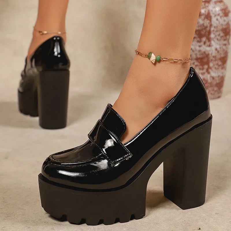 11.5Cm Chunky High Heels Pumps Women Elegant Patent Leather Platform Pumps Woman Plus Size 43 Slip On Thick Heeled Party Shoes
11.5Cm Chunky High Heels Pumps Women Elegant Patent Leather Platform Pumps Woman Plus Size 43 Slip On Thick Heeled Party Shoes