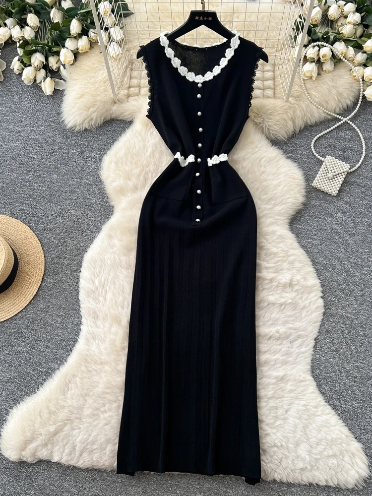Elegant Black High Waist A-Line Dress Women's Summer Sleeveless round Neck Gown Commute Friendly Pearlescent Beading Detail
Elegant Black High Waist A-Line Dress Women's Summer Sleeveless round Neck Gown Commute Friendly Pearlescent Beading Detail