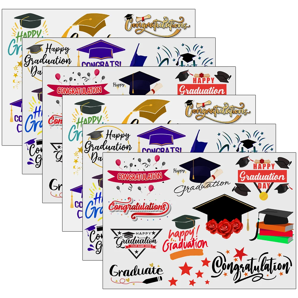 6 Sheets Graduation Season Tattoo Stickers Fun Graduation Theme Body Tattoos Stickers for Party Students Celebration 
6 Sheets Graduation Season Tattoo Stickers Fun Graduation Theme Body Tattoos Stickers for Party Students Celebration