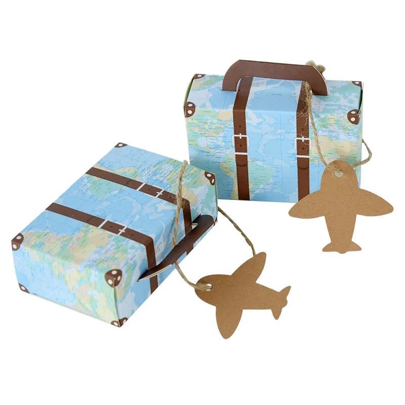 Mini Suitcase Candy Box Wedding Favors Travel Theme Paper Gift Boxes with Airplane Label Tags for Birthday Event Party Supplies
Mini Suitcase Candy Box Wedding Favors Travel Theme Paper Gift Boxes with Airplane Label Tags for Birthday Event Party Supplies
