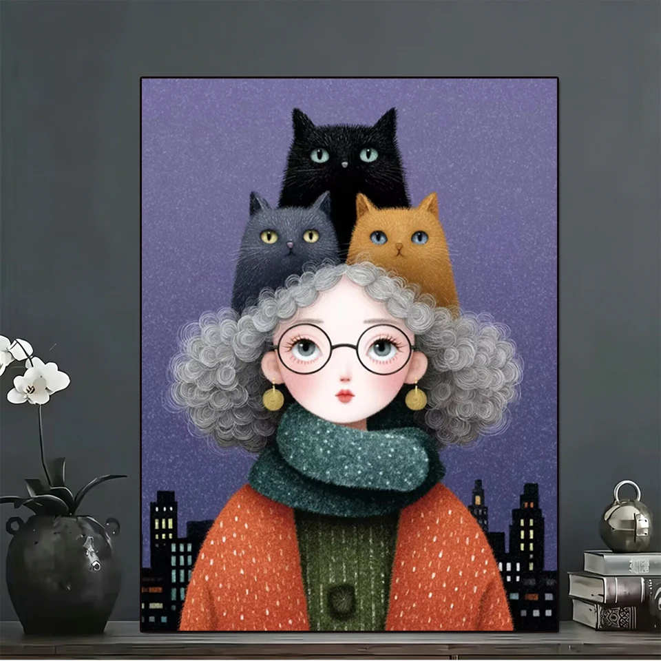DIY 5D Diamond Painting Kit, Cute Girl Cats City Night Cartoon Portrait Full Diamond Art Mosaic Cross Stitch Home Decor Gift
DIY 5D Diamond Painting Kit, Cute Girl Cats City Night Cartoon Portrait Full Diamond Art Mosaic Cross Stitch Home Decor Gift