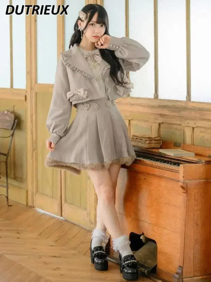 Sweet and Cute Girls Bow Pocket Short Jacket Original Autumn Winter Lapel Long-sleeved Versatile Coat Clothes for Women
Sweet and Cute Girls Bow Pocket Short Jacket Original Autumn Winter Lapel Long-sleeved Versatile Coat Clothes for Women