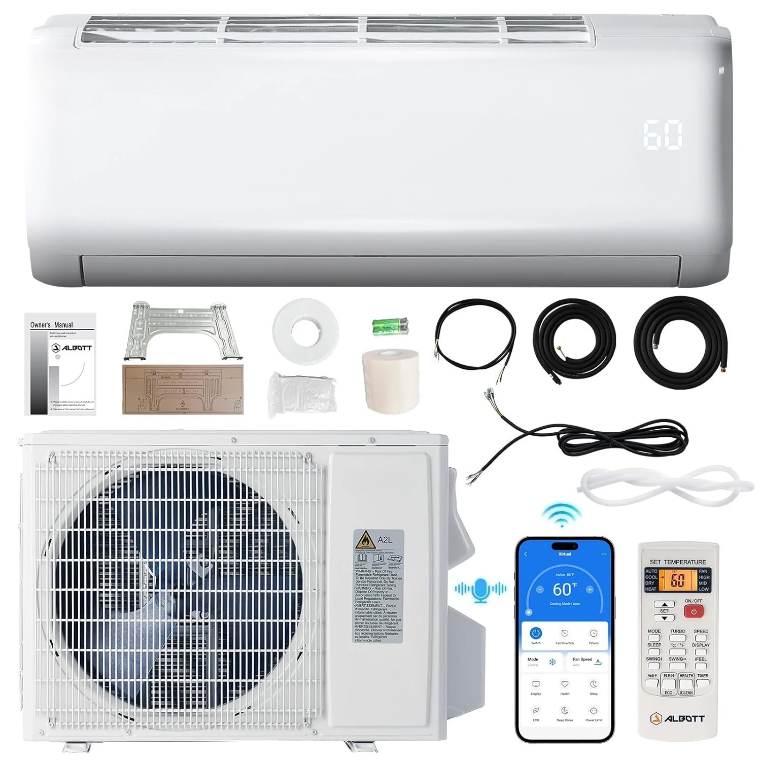 18000 BTU Mini Split Heat Pump AC SEER2 21 208-230V Inverter Wi-Fi Voice Self-Cleaning Cools 1250 Sq Ft, Custom
18000 BTU Mini Split Heat Pump AC SEER2 21 208-230V Inverter Wi-Fi Voice Self-Cleaning Cools 1250 Sq Ft, Custom