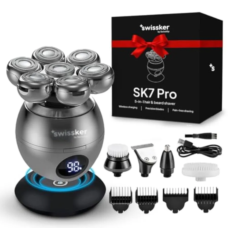 Swissker by Swissklip SK7 PRO 5 in 1 Hair and Beard Shaver for Men Head Shavers for Bald Men with Wireless Charger
Swissker by Swissklip SK7 PRO 5 in 1 Hair and Beard Shaver for Men Head Shavers for Bald Men with Wireless Charger