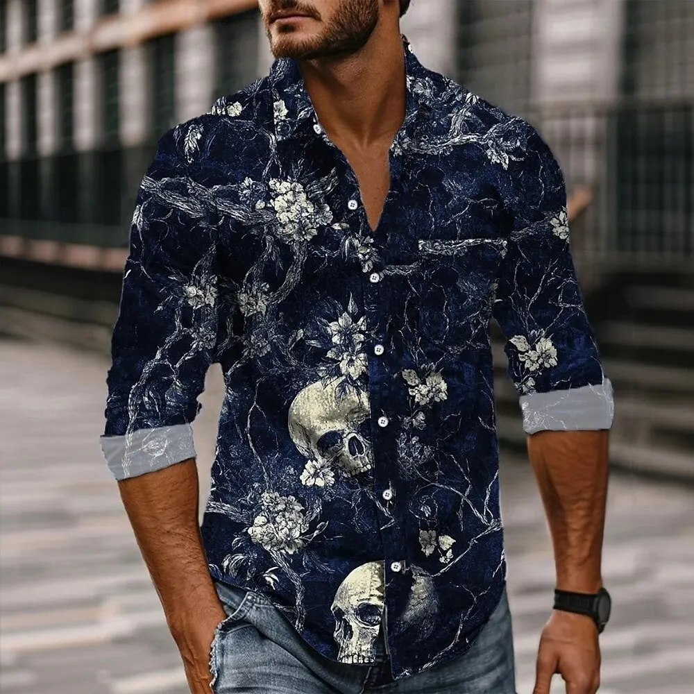 Men's Skull Rose Graphic Long Sleeve Shirt 3D Print Dark Gothic Style Button Up Lapel Shirts Autumn Daily Casual Fashion Clothes
Men's Skull Rose Graphic Long Sleeve Shirt 3D Print Dark Gothic Style Button Up Lapel Shirts Autumn Daily Casual Fashion Clothes