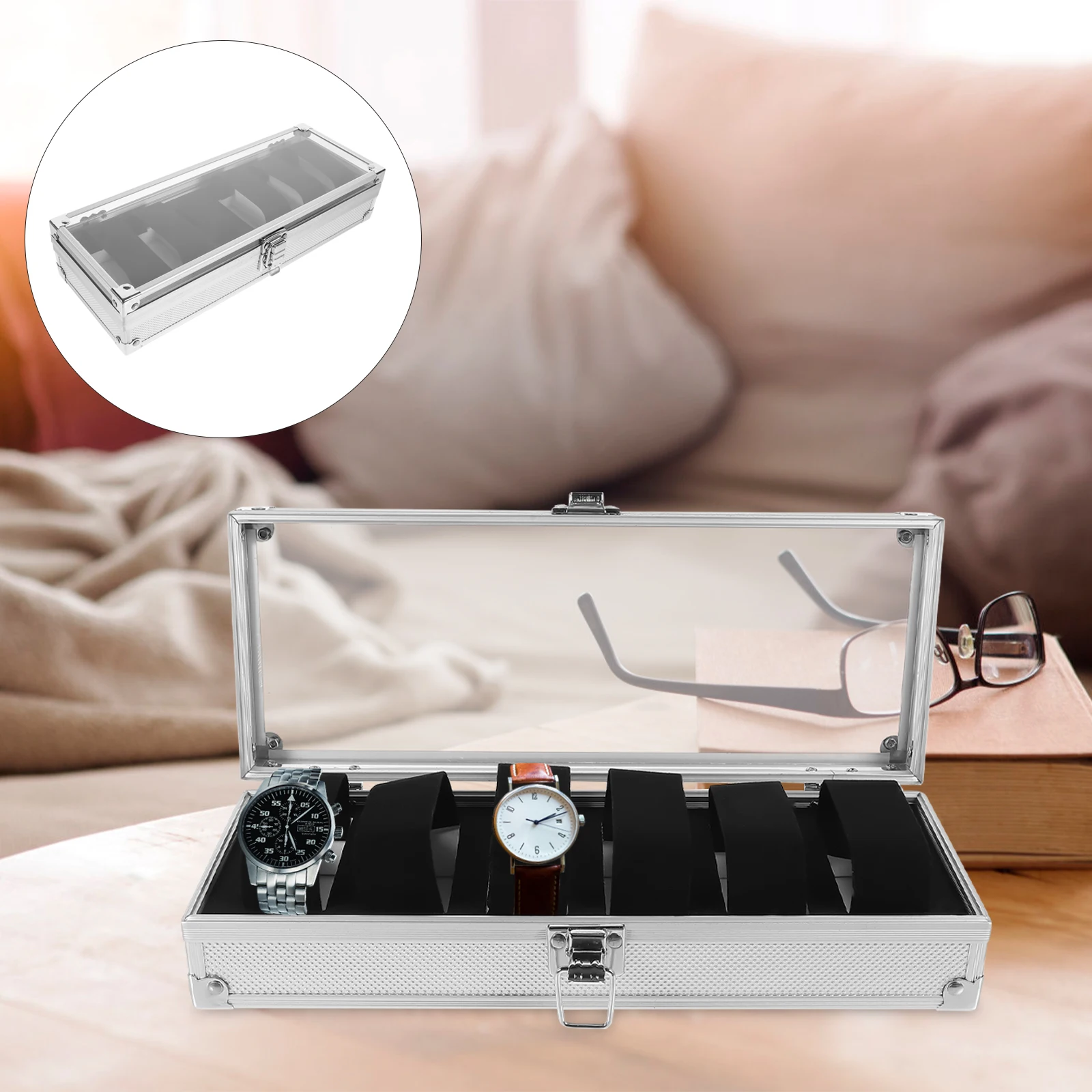 6 Slots Alloy Watch Box Jewelry Watch Storage Box Storage Organizer Display Holder For Men Travel Portable 120X128
6 Slots Alloy Watch Box Jewelry Watch Storage Box Storage Organizer Display Holder For Men Travel Portable 120X128