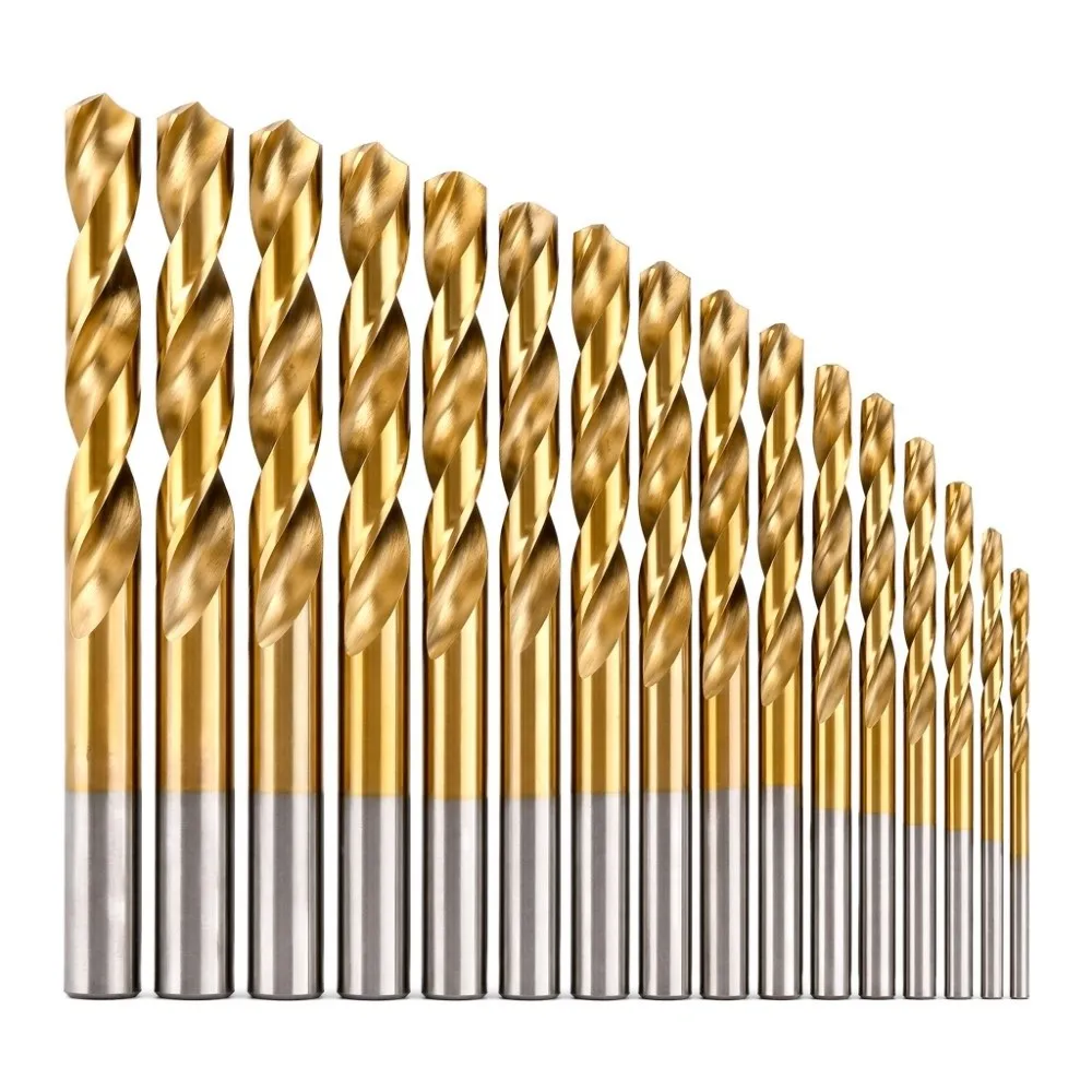 19pcs Titanium Coated Twist Drill Bit Set Roll-Forged HSS 4241 Straight Shank Drill Bits 1-10mm Anti-Rust Gold Finish
19pcs Titanium Coated Twist Drill Bit Set Roll-Forged HSS 4241 Straight Shank Drill Bits 1-10mm Anti-Rust Gold Finish