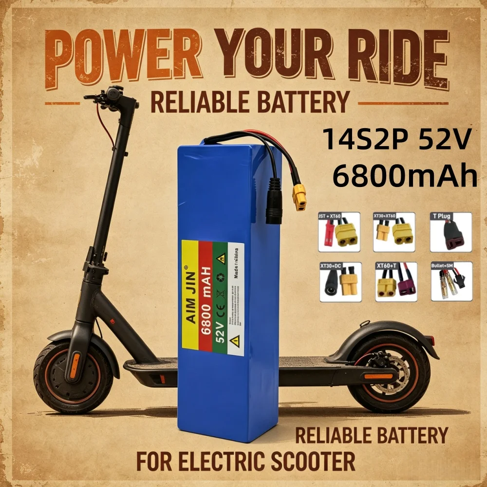 New 14S2P 52V 7000mAH Lithium Ion Battery Pack 1500W High Power for Bicycle Scooter Motorcycle Built in BMS 58.8V2A Charger
New 14S2P 52V 7000mAH Lithium Ion Battery Pack 1500W High Power for Bicycle Scooter Motorcycle Built in BMS 58.8V2A Charger