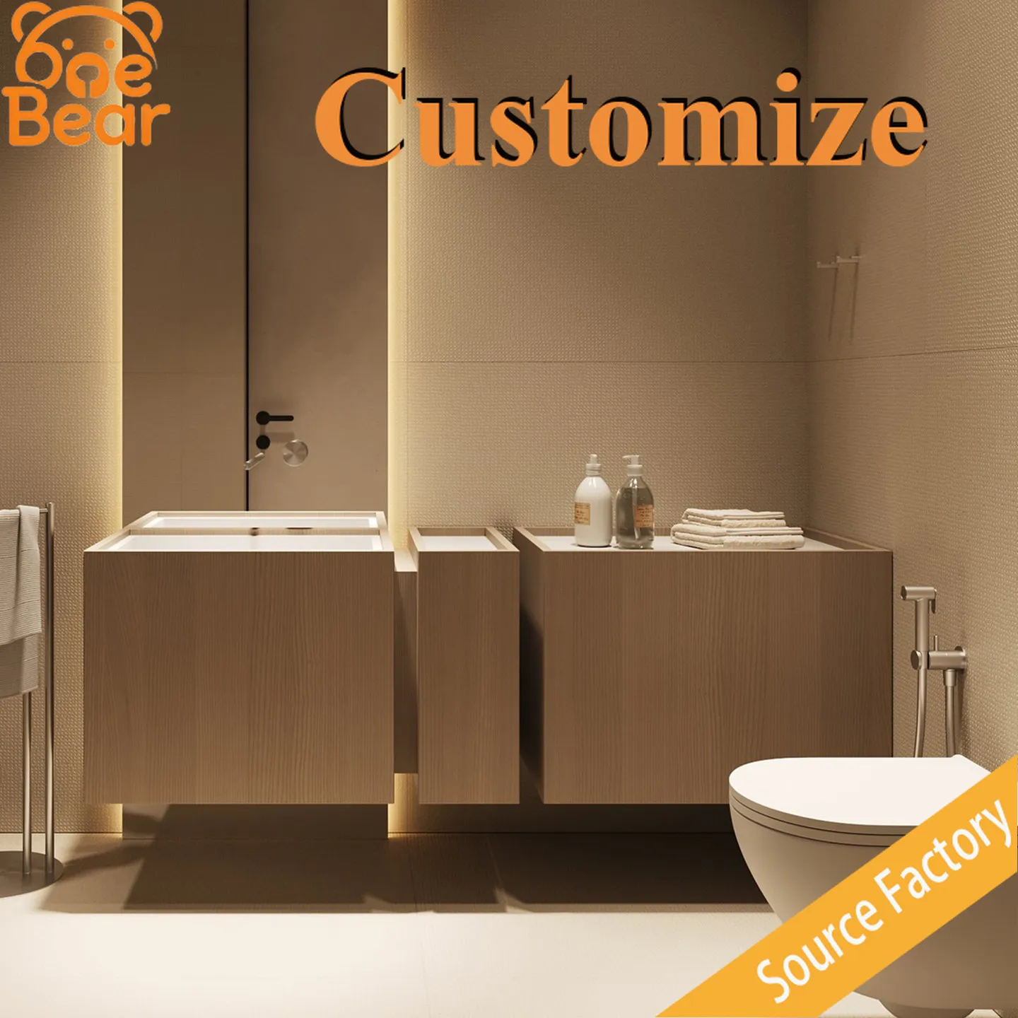 Bathroom vanity with seamless integrated slab stone basin, modern minimalist style, hotel-style washbasin, customizable.
Bathroom vanity with seamless integrated slab stone basin, modern minimalist style, hotel-style washbasin, customizable.