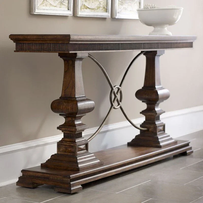 Solid wood wrought iron side table porch corridor table simple modern table against the wall sofa a few
Solid wood wrought iron side table porch corridor table simple modern table against the wall sofa a few