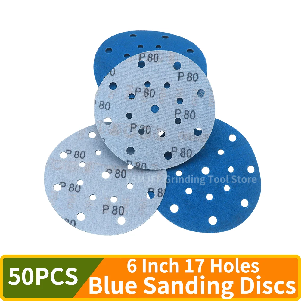 50PCS 6Inch 17Hole Blue PET Film Sanding Discs Hook Loop 80-400Grit Orbital Sander Sandpaper for Woodworking Auto Body Polishing
50PCS 6Inch 17Hole Blue PET Film Sanding Discs Hook Loop 80-400Grit Orbital Sander Sandpaper for Woodworking Auto Body Polishing