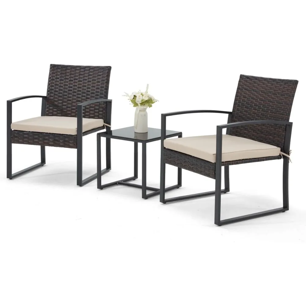 3 Pieces Patio Furniture Set, Outdoor Rattan Bistro Set with Coffee Table, Durable Steel Frame with Strapped Cushions for Garde
3 Pieces Patio Furniture Set, Outdoor Rattan Bistro Set with Coffee Table, Durable Steel Frame with Strapped Cushions for Garde