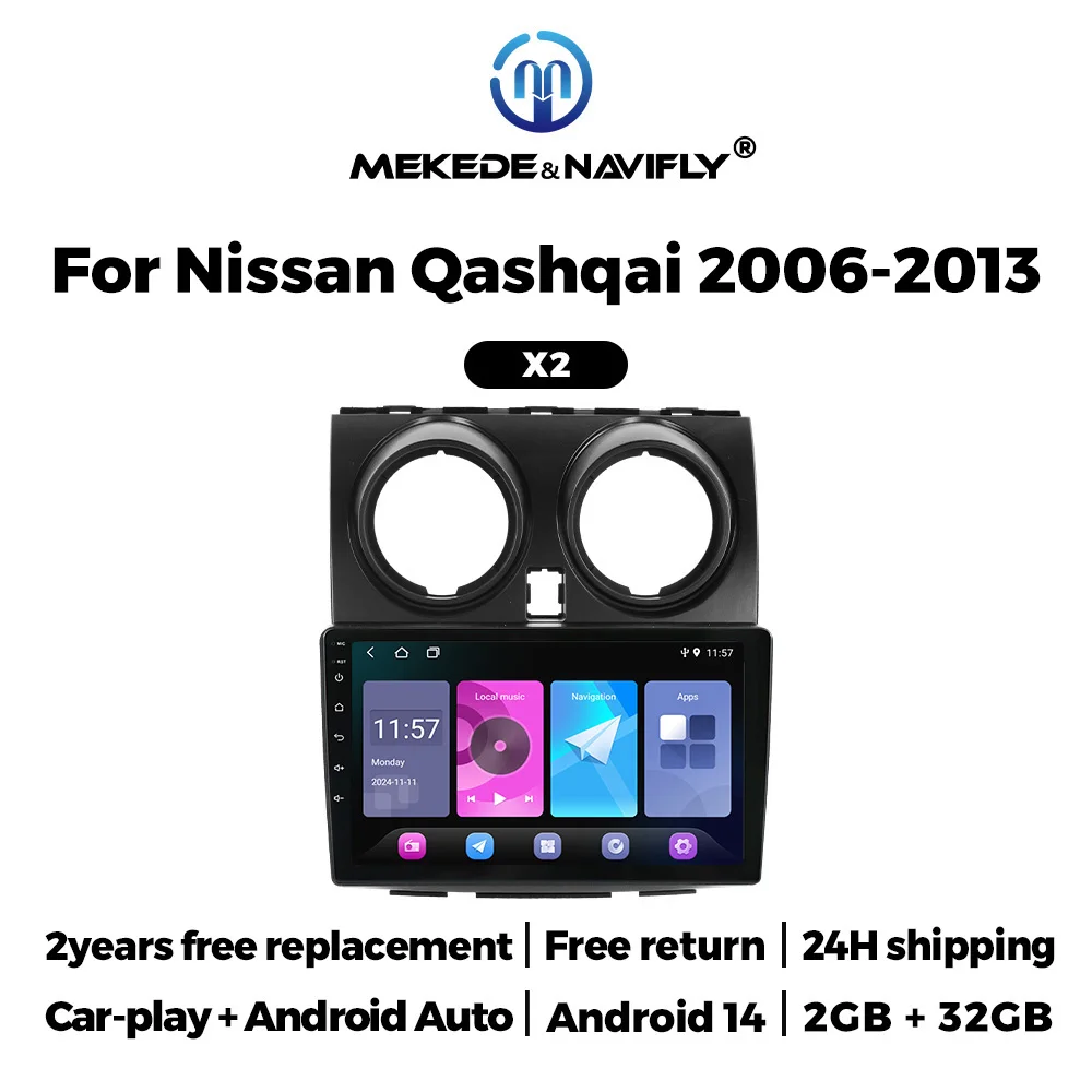 MEKEDE& NAVIFLY Wireless Carplay Android 14 GPS MP4 Player 9 inch For Nissan Qashqai 1 J10 2006 - 2013 Car Stereo Radio 2+32GB
MEKEDE& NAVIFLY Wireless Carplay Android 14 GPS MP4 Player 9 inch For Nissan Qashqai 1 J10 2006 - 2013 Car Stereo Radio 2+32GB