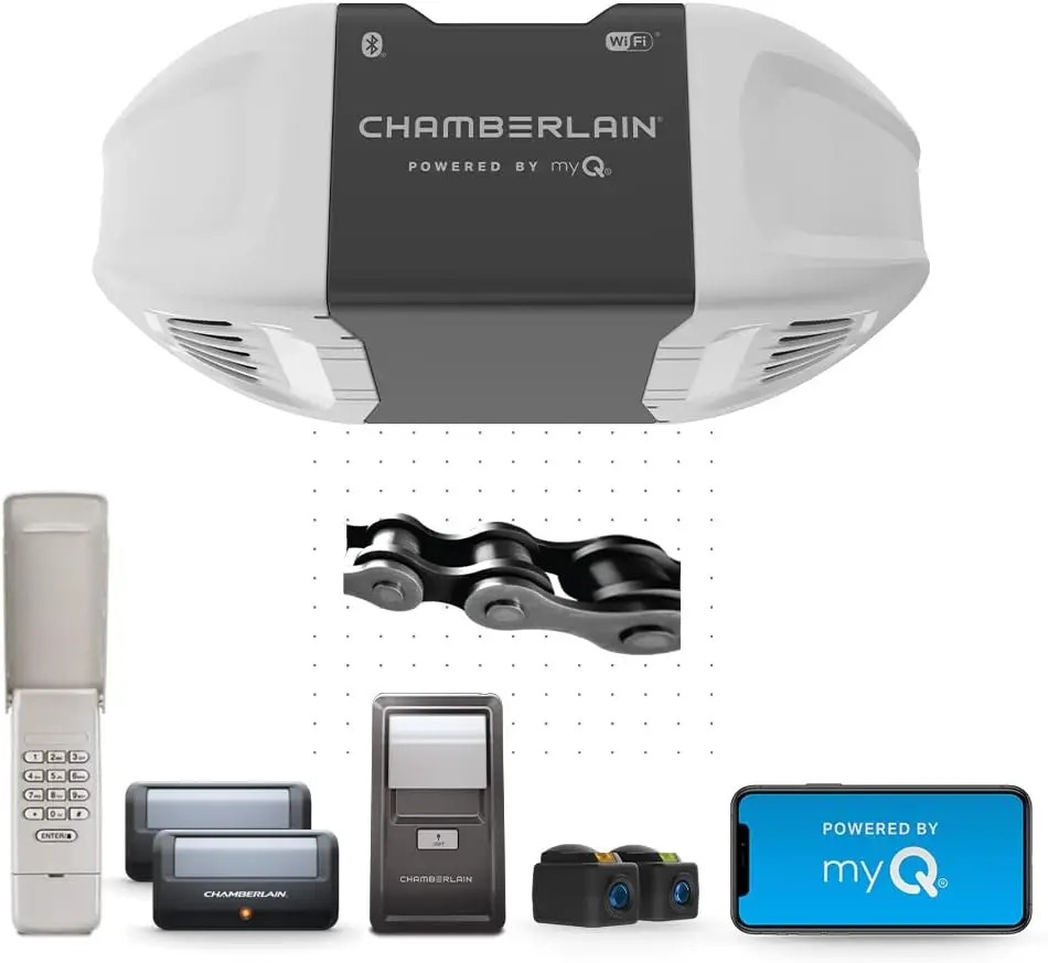 MYQ Smart Garage Door Opener, Chain Drive, 1/2-HP Motor, Dual Light - Quantity 1
MYQ Smart Garage Door Opener, Chain Drive, 1/2-HP Motor, Dual Light - Quantity 1