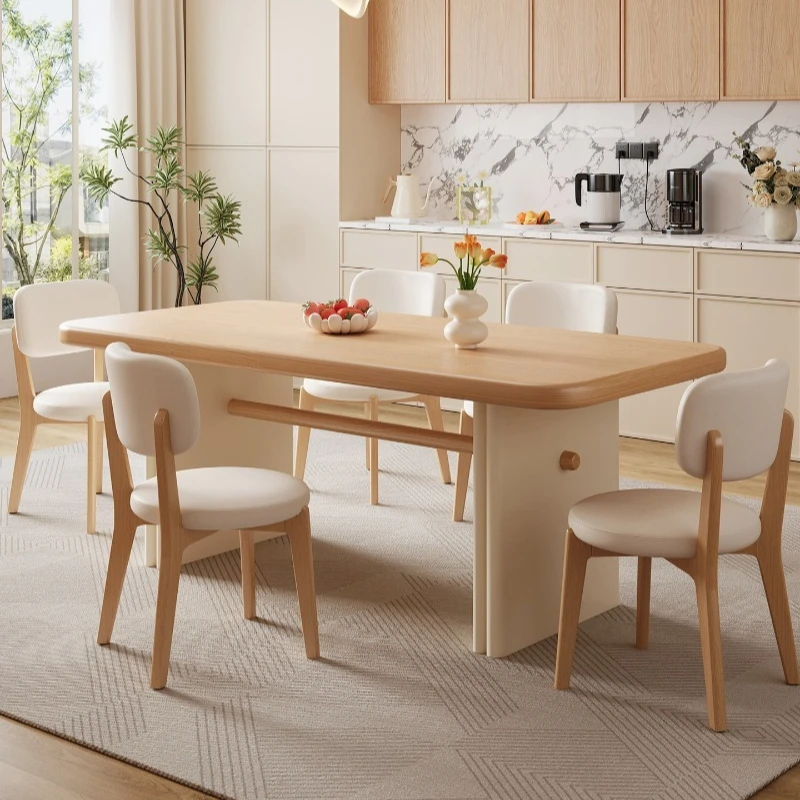 Solid wood dining table and chair combination household small apartment log color dining table
Solid wood dining table and chair combination household small apartment log color dining table