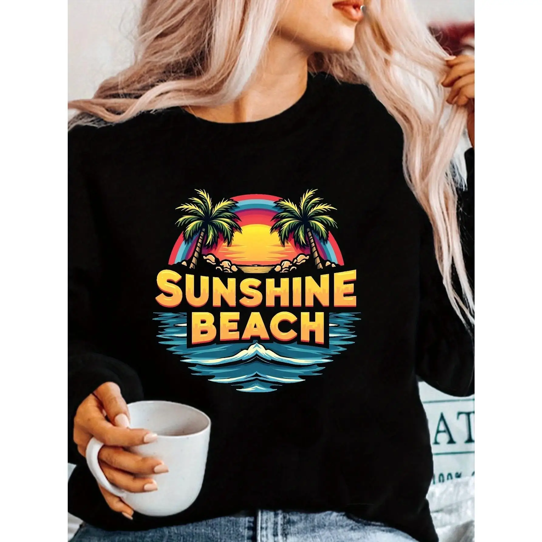 Sunshine Beach Sweatshirt Unisex Tropical Vacation Graphic Pullover Palm Tree Ocean Wave Cotton Top Holiday Gift
Sunshine Beach Sweatshirt Unisex Tropical Vacation Graphic Pullover Palm Tree Ocean Wave Cotton Top Holiday Gift