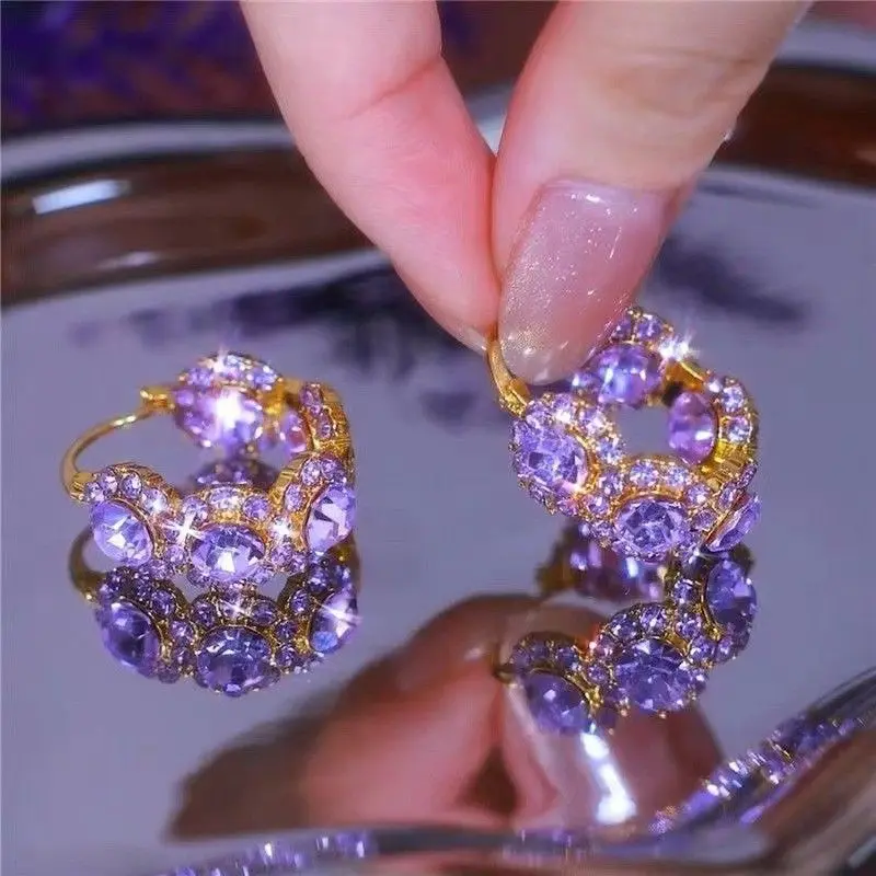 New French Retro Light Luxury Zircon Earrings with Super Sparkling Purple Premium Earring, Women's Festival Gift
New French Retro Light Luxury Zircon Earrings with Super Sparkling Purple Premium Earring, Women's Festival Gift
