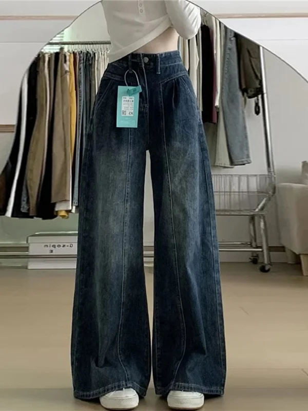 High Waist Wide Leg American Style Jeans Women's Spring Autumn Slimming Versatile Loose Drapey Knife Pants plus Size
High Waist Wide Leg American Style Jeans Women's Spring Autumn Slimming Versatile Loose Drapey Knife Pants plus Size
