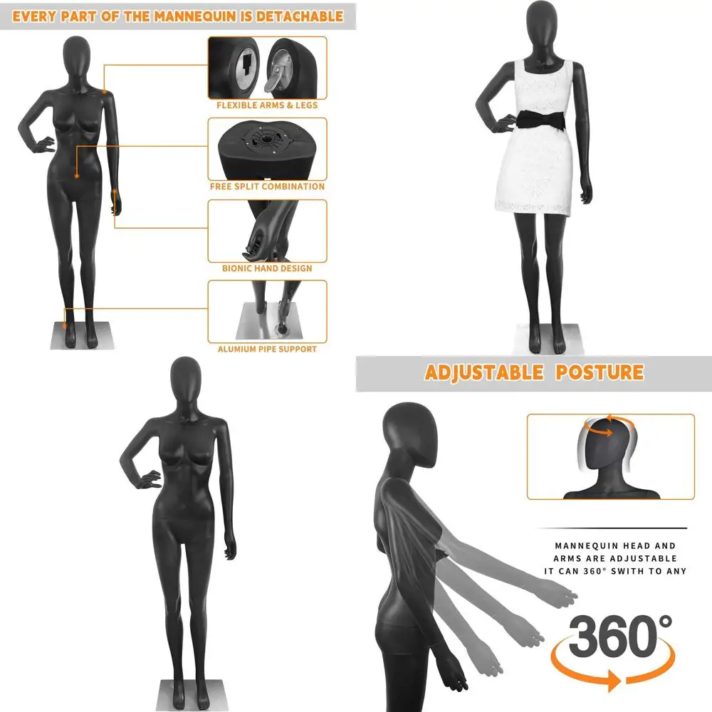 70-Inch Black Male Plastic Draping Mannequin with Adjustable Body and Metal Base
70-Inch Black Male Plastic Draping Mannequin with Adjustable Body and Metal Base