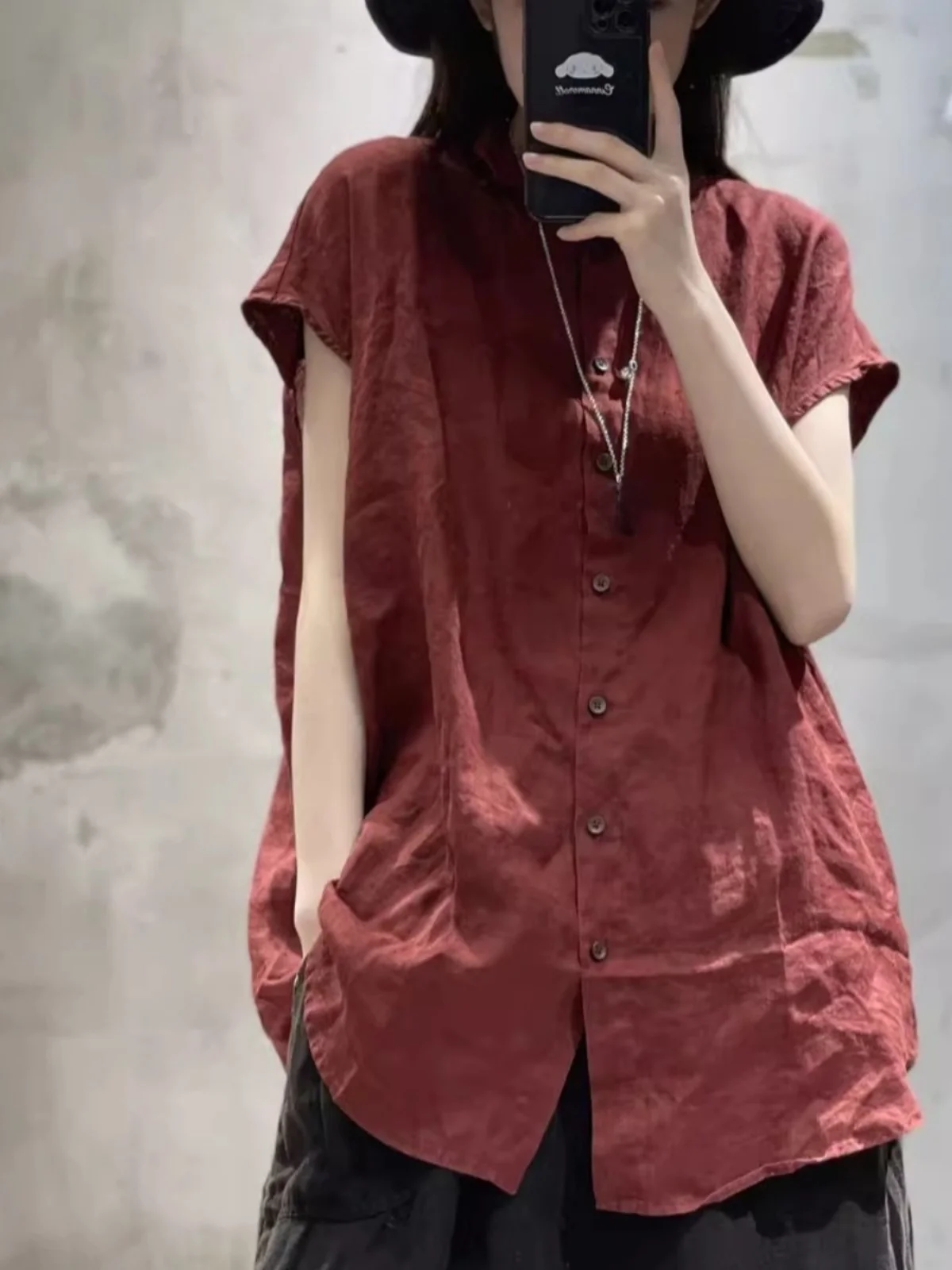 Casual Cotton Linen Short Sleeve Shirt Women Loose Single Button Slimming Top Brand Tag Clip Artistic Leisure Cotton Linen Shirt
Casual Cotton Linen Short Sleeve Shirt Women Loose Single Button Slimming Top Brand Tag Clip Artistic Leisure Cotton Linen Shirt