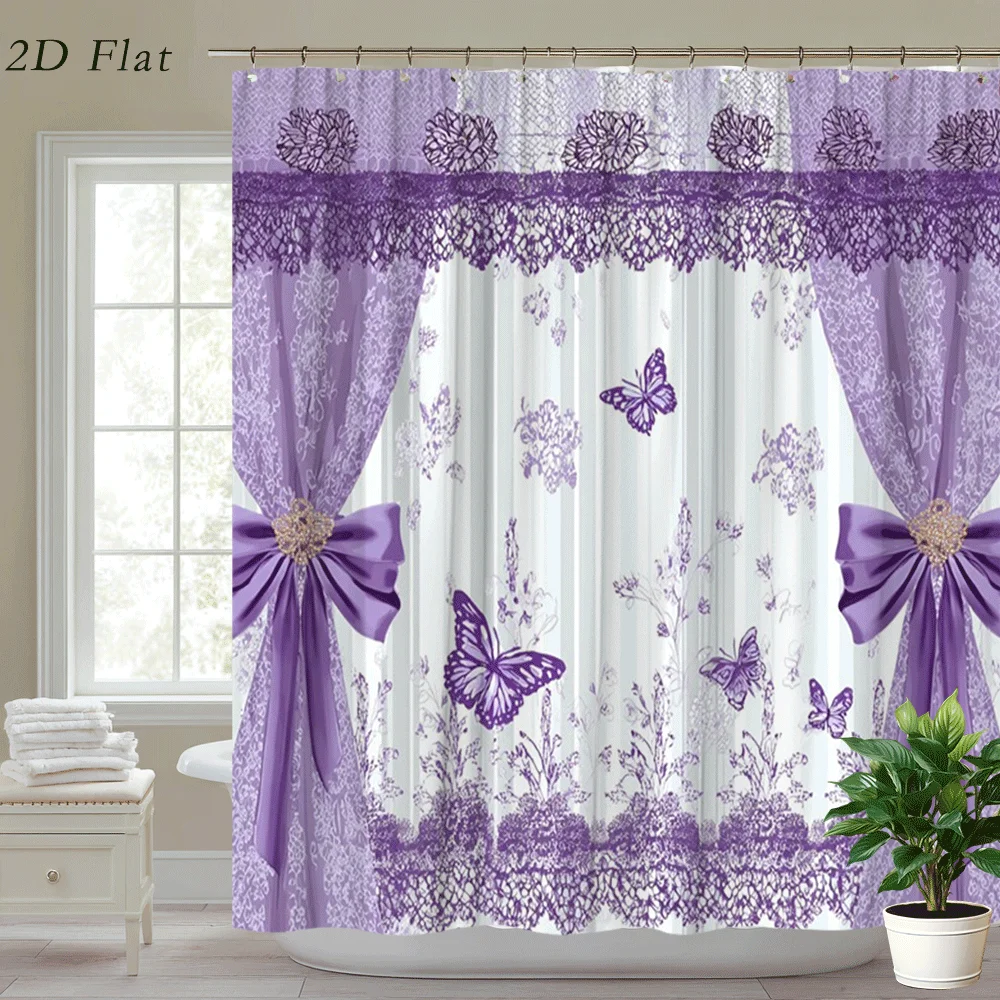 2D Flat, 2D Flat, 1pc a Stylish Shower Curtain Featuring Butterflies And Flowers, Adorned with Tulle Panels, Lace Edges, And a B
2D Flat, 2D Flat, 1pc a Stylish Shower Curtain Featuring Butterflies And Flowers, Adorned with Tulle Panels, Lace Edges, And a B