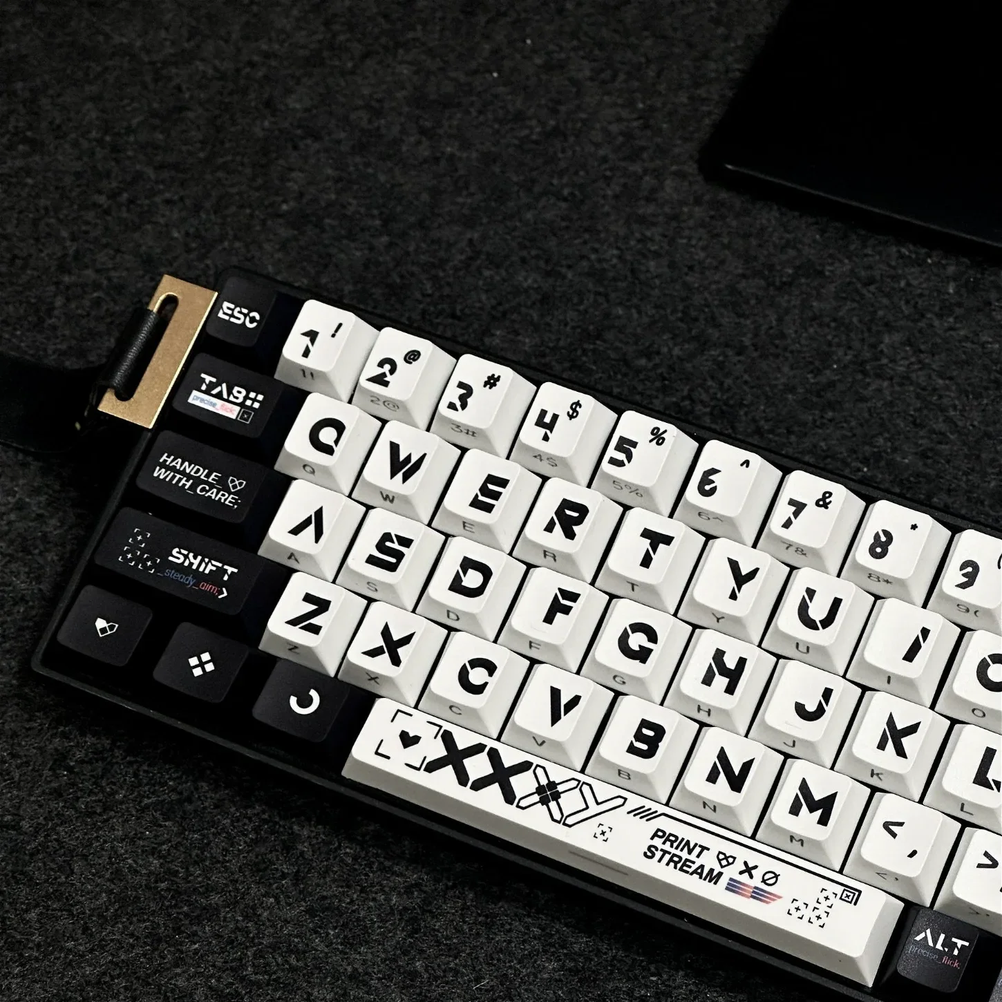 Cherry Personalized Black and White Side Engraved Translucent Keychain PBT 82/100 Key Suitable for Mechanical Keyboards
