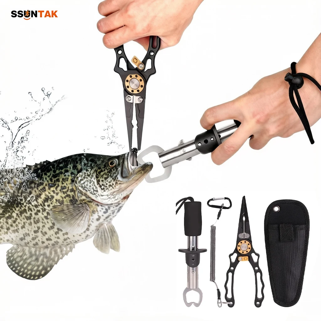 SSUNTAK Aluminum Multifunctional Fishing Plier Fish Lip Grip Anti Corrosion Hook Remover Line Cutter Split Ring Fish Tackle Tool
SSUNTAK Aluminum Multifunctional Fishing Plier Fish Lip Grip Anti Corrosion Hook Remover Line Cutter Split Ring Fish Tackle Tool