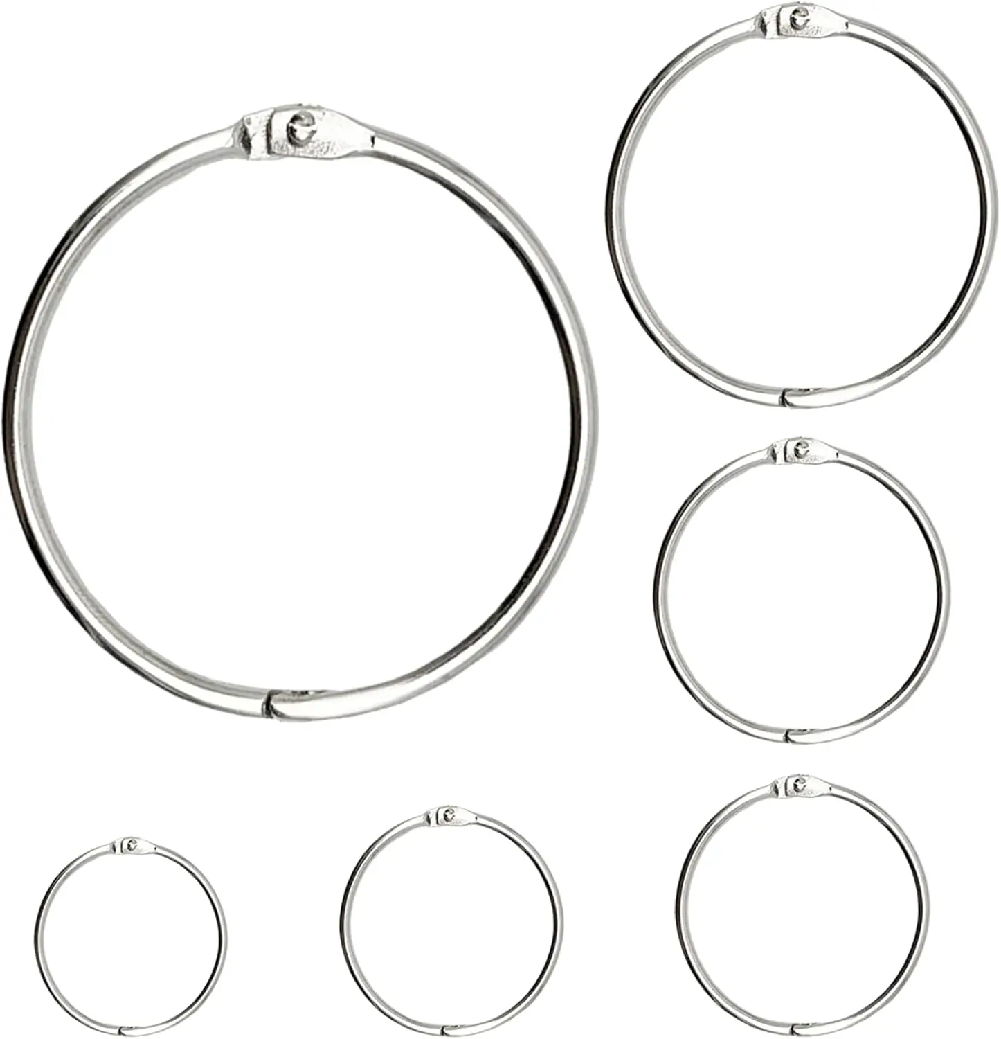 Binder Rings 50 Pcs, 6 Assorted Sizes, Nickel Plated, Loose Leaf Rings for Flash Cards, Index Cards, Home Office School
Binder Rings 50 Pcs, 6 Assorted Sizes, Nickel Plated, Loose Leaf Rings for Flash Cards, Index Cards, Home Office School
