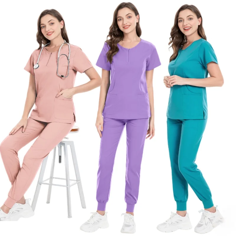 Ladies Medical Scrubs 5-Pocket Zipper V-Neck Uniforms for Nurses & Beauticians Micro Elasticity Hospital/SPA/Dental Clinic Use
Ladies Medical Scrubs 5-Pocket Zipper V-Neck Uniforms for Nurses & Beauticians Micro Elasticity Hospital/SPA/Dental Clinic Use
