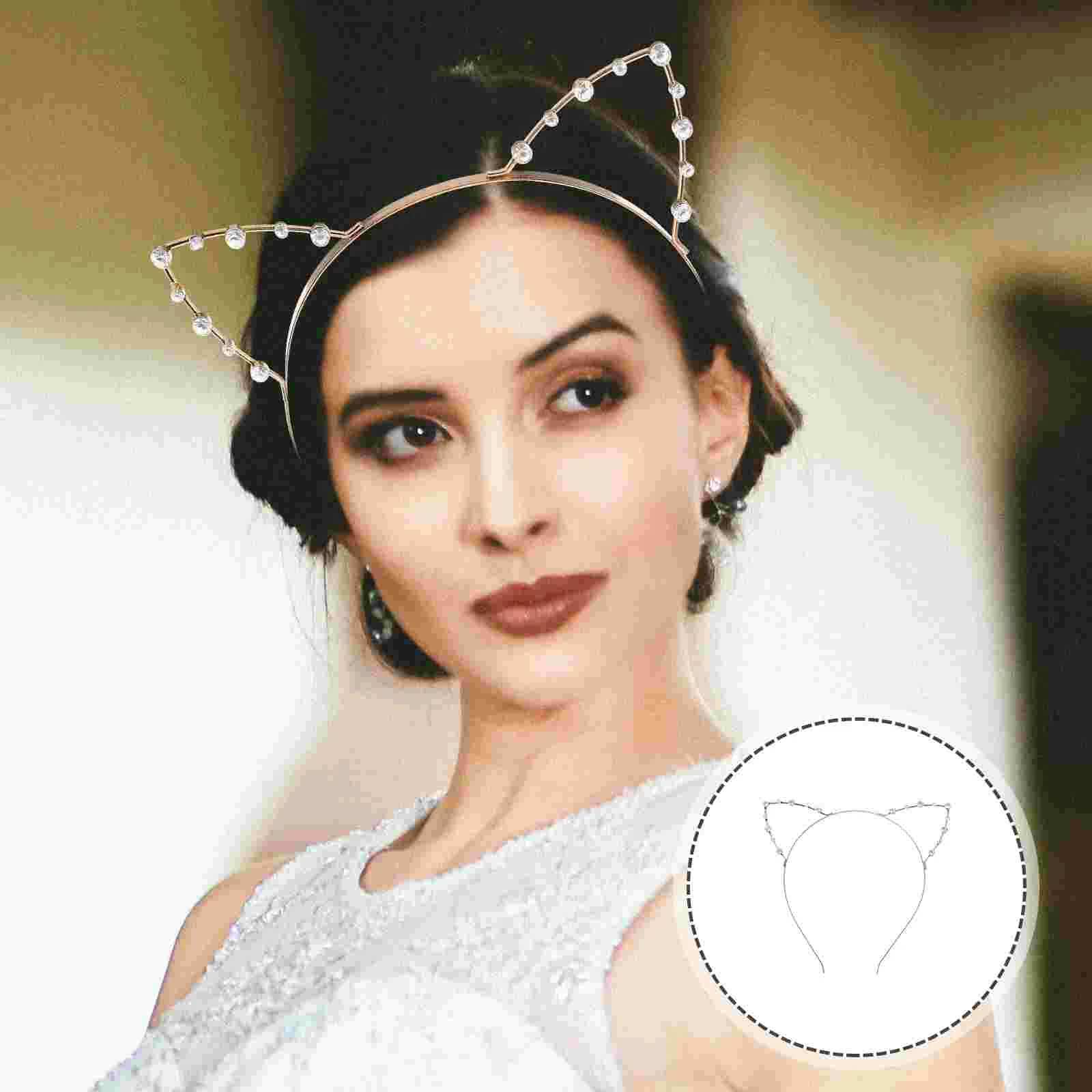 Rhinestone Headband with Cat Ears Fancy Dress for Costume Party (Golden) Wired headband Rhinestone headband
Rhinestone Headband with Cat Ears Fancy Dress for Costume Party (Golden) Wired headband Rhinestone headband