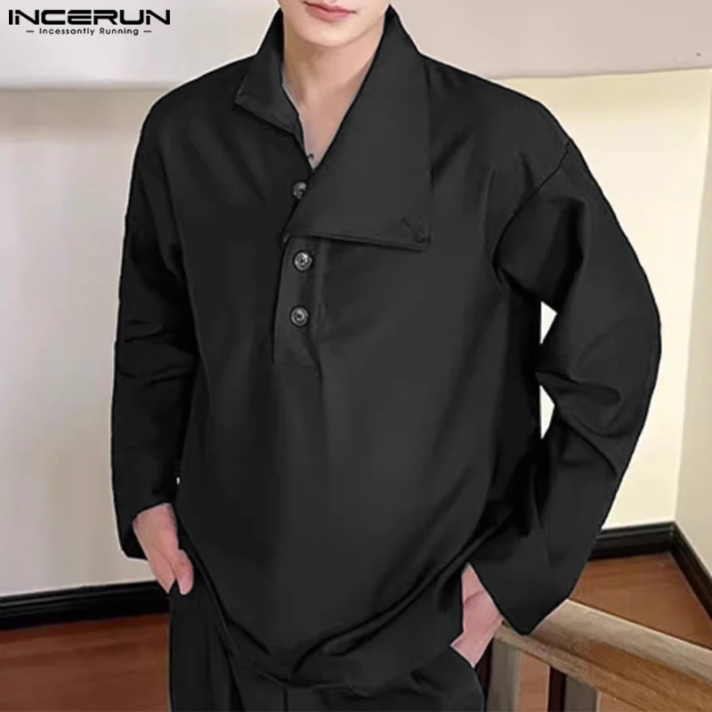 Мужские топы с асимметричными лацканами 2024, INCERUN, повседневные свободные рубашки с длинными рукавами, элегантные футболки на пуговицах в винтажном стиле, корейская уличная мода
Мужские топы с асимметричными лацканами 2024, INCERUN, повседневные свободные рубашки с длинными рукавами, элегантные футболки на пуговицах в винтажном стиле, корейская уличная мода
