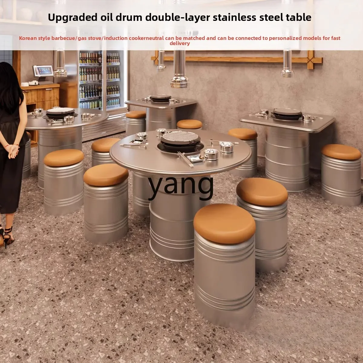 LMindustrial style barbecue restaurant dining table and chairs integrated table
LMindustrial style barbecue restaurant dining table and chairs integrated table