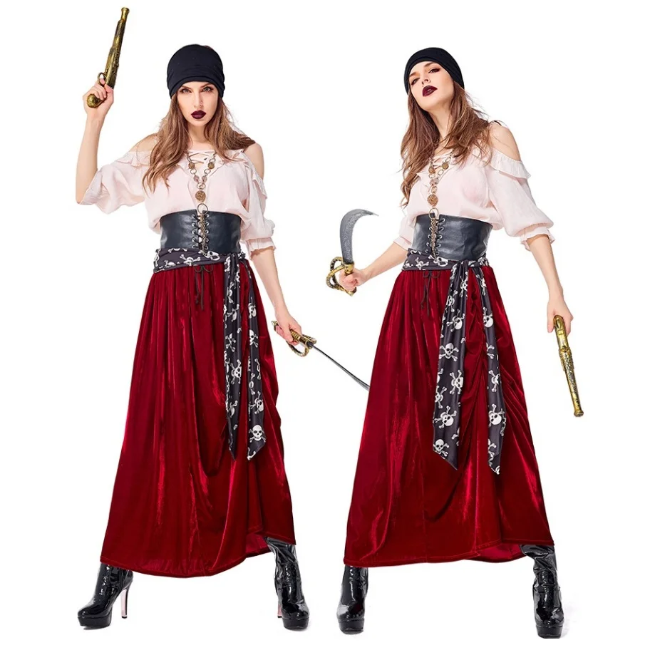 Women Caribbean Pirates Captain Costume Halloween Cosplay Suit Medoeval Gothic
Women Caribbean Pirates Captain Costume Halloween Cosplay Suit Medoeval Gothic