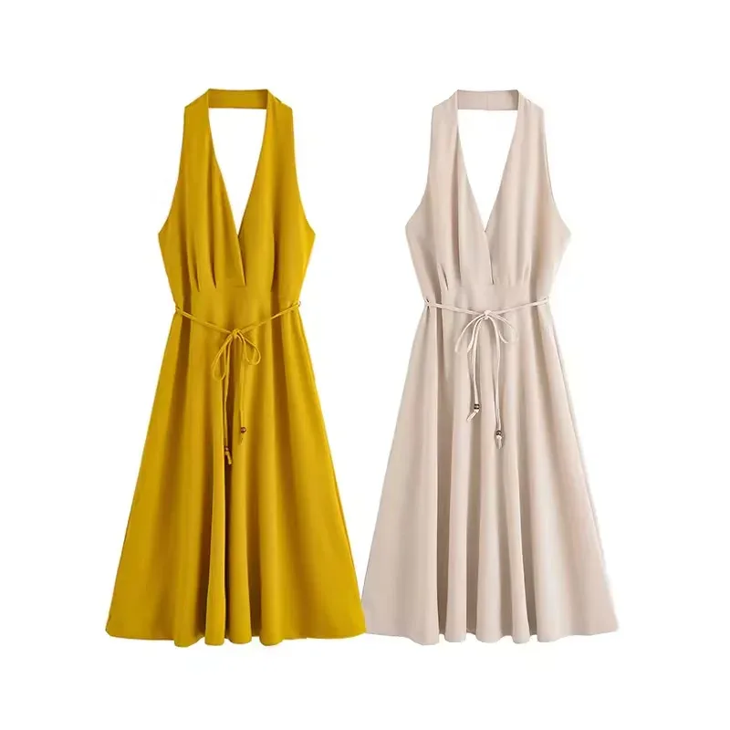 Women's Retro Halter Neck Long Dress Slim Elegant Street Fashion Commuting Summer New Arrival Female Holiday Skirt
Women's Retro Halter Neck Long Dress Slim Elegant Street Fashion Commuting Summer New Arrival Female Holiday Skirt