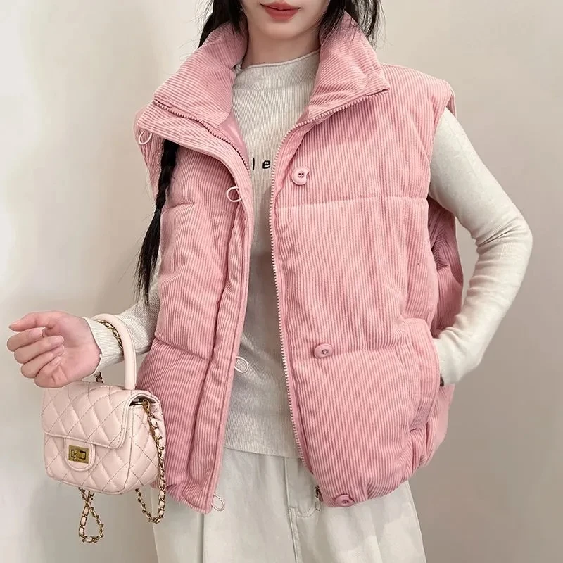 2026Autumn Winter New Corduroy Down Cotton Vest Jacket Women's Korean Sleeveless Coat Female Short Waistcoat Outcoat Ladies Tops
2026Autumn Winter New Corduroy Down Cotton Vest Jacket Women's Korean Sleeveless Coat Female Short Waistcoat Outcoat Ladies Tops