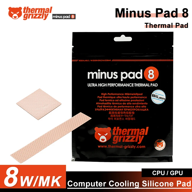 Thermal Grizzly Minus Pad 8 Silicone Pad 8.0W/MK Multi-Size Computer CPU/GPU Graphics Cooler Heat Dissipation Thermal Pad
Thermal Grizzly Minus Pad 8 Silicone Pad 8.0W/MK Multi-Size Computer CPU/GPU Graphics Cooler Heat Dissipation Thermal Pad