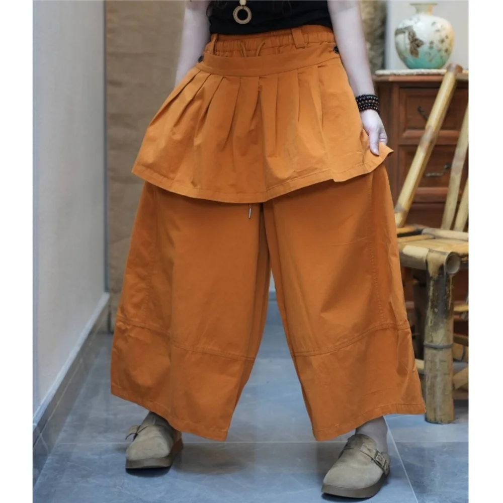 Fake Two-Piece Flared Pants Women 2026 Summer New High-Waist Loose Orange Casual Pants Elastic Waist Trousers XY234
Fake Two-Piece Flared Pants Women 2026 Summer New High-Waist Loose Orange Casual Pants Elastic Waist Trousers XY234