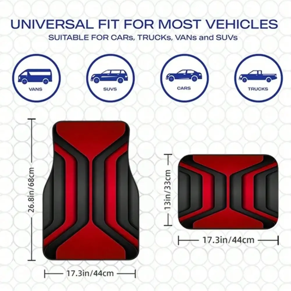 2 pieces and 4 pieces of cold red and black printed car floor mats made of durable polyester fiber, widely suitable for trucks,
2 pieces and 4 pieces of cold red and black printed car floor mats made of durable polyester fiber, widely suitable for trucks,