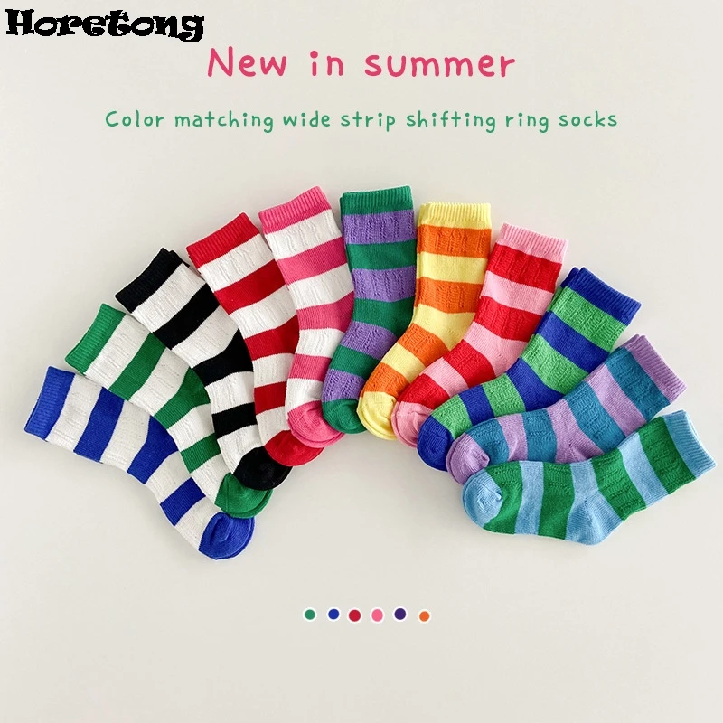 Horetong 3 Pairs/Lot Summer Children Socks For 1-12 Years Boys Girls Baby Cotton Fashion Breathable Striped Contrast Color Socks
Horetong 3 Pairs/Lot Summer Children Socks For 1-12 Years Boys Girls Baby Cotton Fashion Breathable Striped Contrast Color Socks