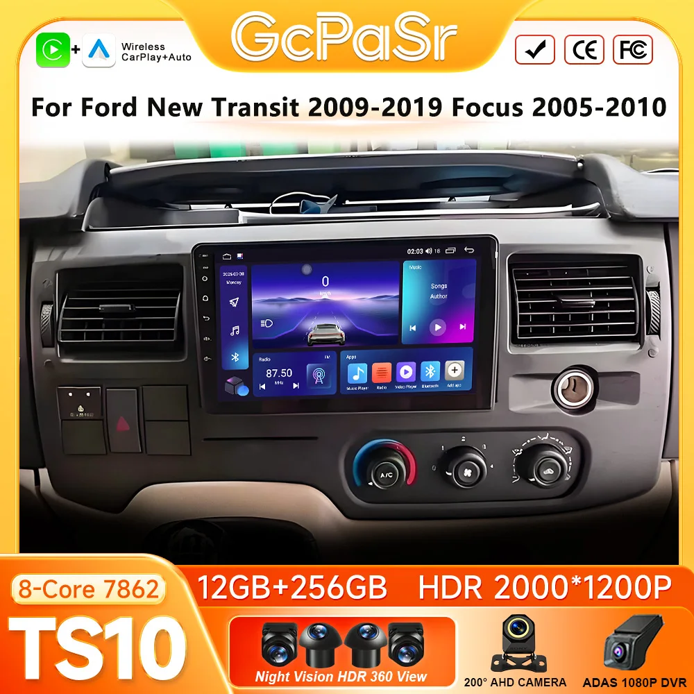 For Ford New Transit 2009-2019 Focu 2005-2010 Car Radio Carplay Android 16 Navigation Autoradio Android Auto 5G Wifi DVD No 2din
For Ford New Transit 2009-2019 Focu 2005-2010 Car Radio Carplay Android 16 Navigation Autoradio Android Auto 5G Wifi DVD No 2din