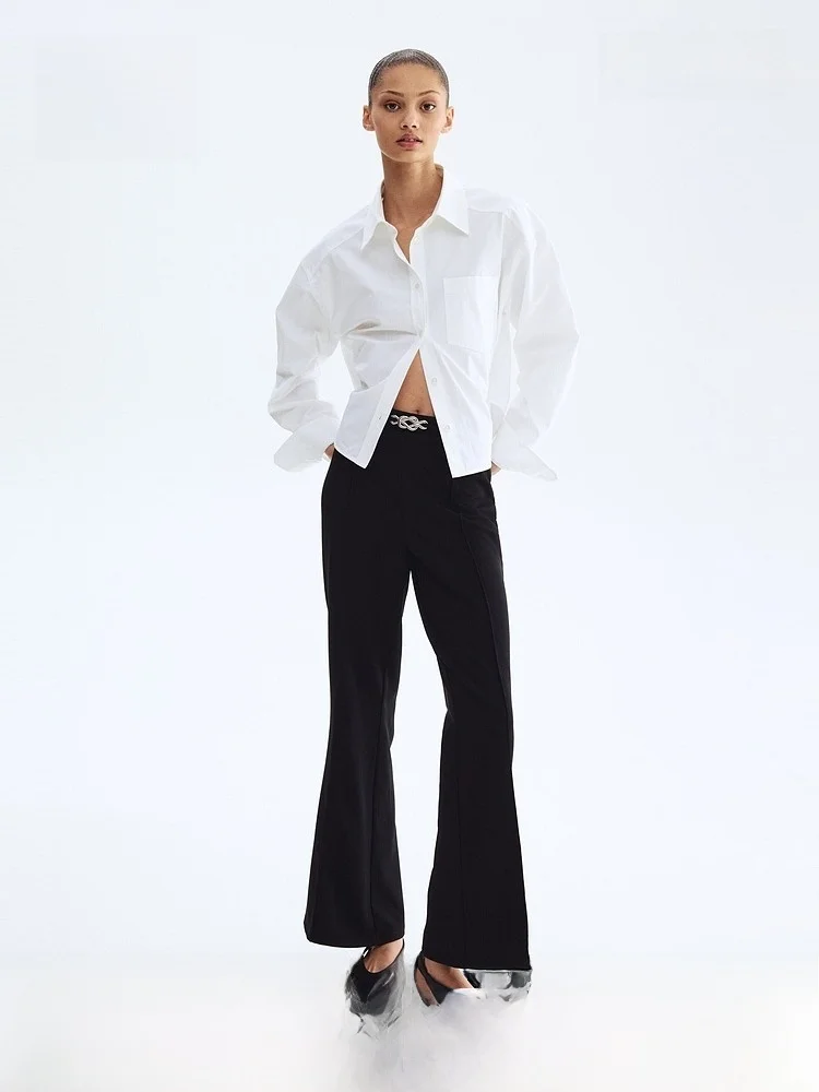H&M Women's Roman Cloth Flared Pants 2026 Spring Commute Fashion Casual High Waist Polyester Teenage And Middle-aged Suitable
H&M Women's Roman Cloth Flared Pants 2026 Spring Commute Fashion Casual High Waist Polyester Teenage And Middle-aged Suitable