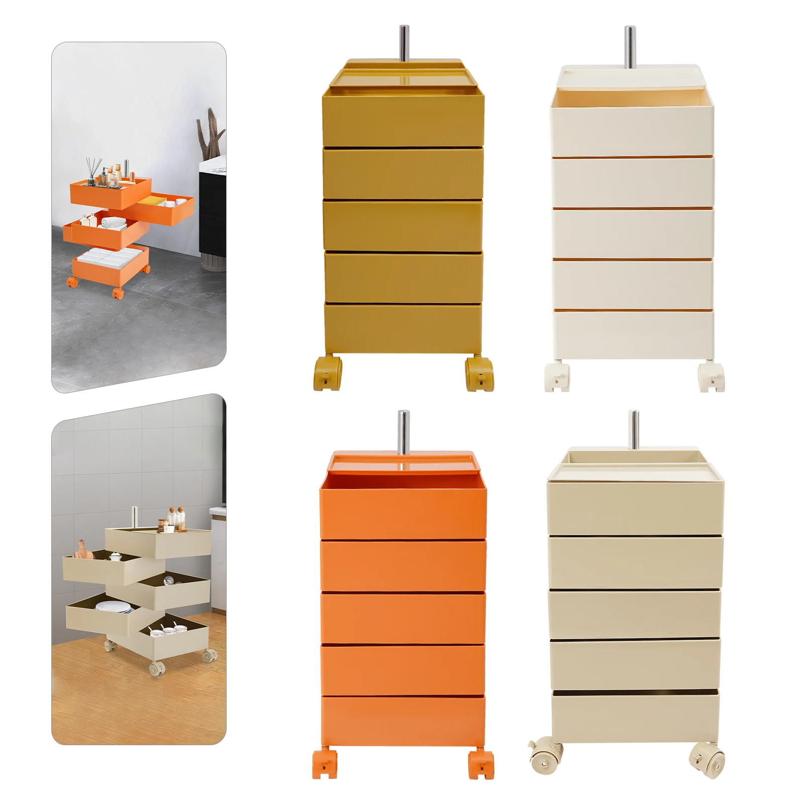 5 Tiers 360° Rotating Sofa Side Metal Cabinet,White/Orange/Khaki/Yellow Freestanding Storage Rack 41.5*31.5*61cm for Kitchens
5 Tiers 360° Rotating Sofa Side Metal Cabinet,White/Orange/Khaki/Yellow Freestanding Storage Rack 41.5*31.5*61cm for Kitchens