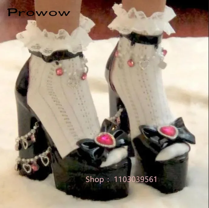 Heart Shap Diamond Platform Sandals Lolita Peep Toe Crystal Chain Chunky Heels Women's Sandals New Party Club Shoes
Heart Shap Diamond Platform Sandals Lolita Peep Toe Crystal Chain Chunky Heels Women's Sandals New Party Club Shoes