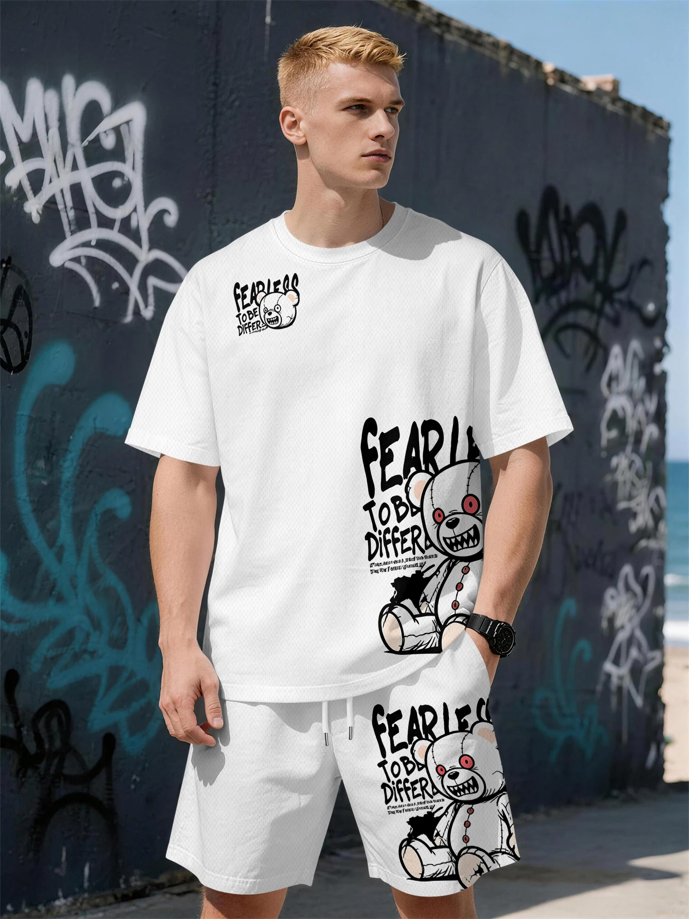 2026 Summer New Men's Short-Sleeved Set with 3D Little Bear Letter Print - Fashionable Street Style Comfortable Lightweight Soft
2026 Summer New Men's Short-Sleeved Set with 3D Little Bear Letter Print - Fashionable Street Style Comfortable Lightweight Soft