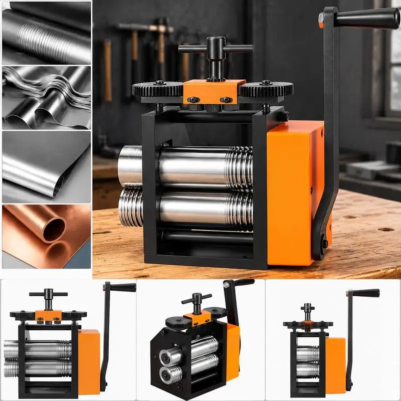 Metal Processing Equipment 3"/76 mm For Jewelry Studio Gold Workshop Metal Craft 1:2 Gear Ratio 3-in-1 Multi-function 0.1-7mm Press Thickness Sheet Square Wire Semicircle Pattern Manual Operation Tool
Metal Processing Equipment 3"/76 mm For Jewelry Studio Gold Workshop Metal Craft 1:2 Gear Ratio 3-in-1 Multi-function 0.1-7mm Press Thickness Sheet Square Wire Semicircle Pattern Manual Operation Tool