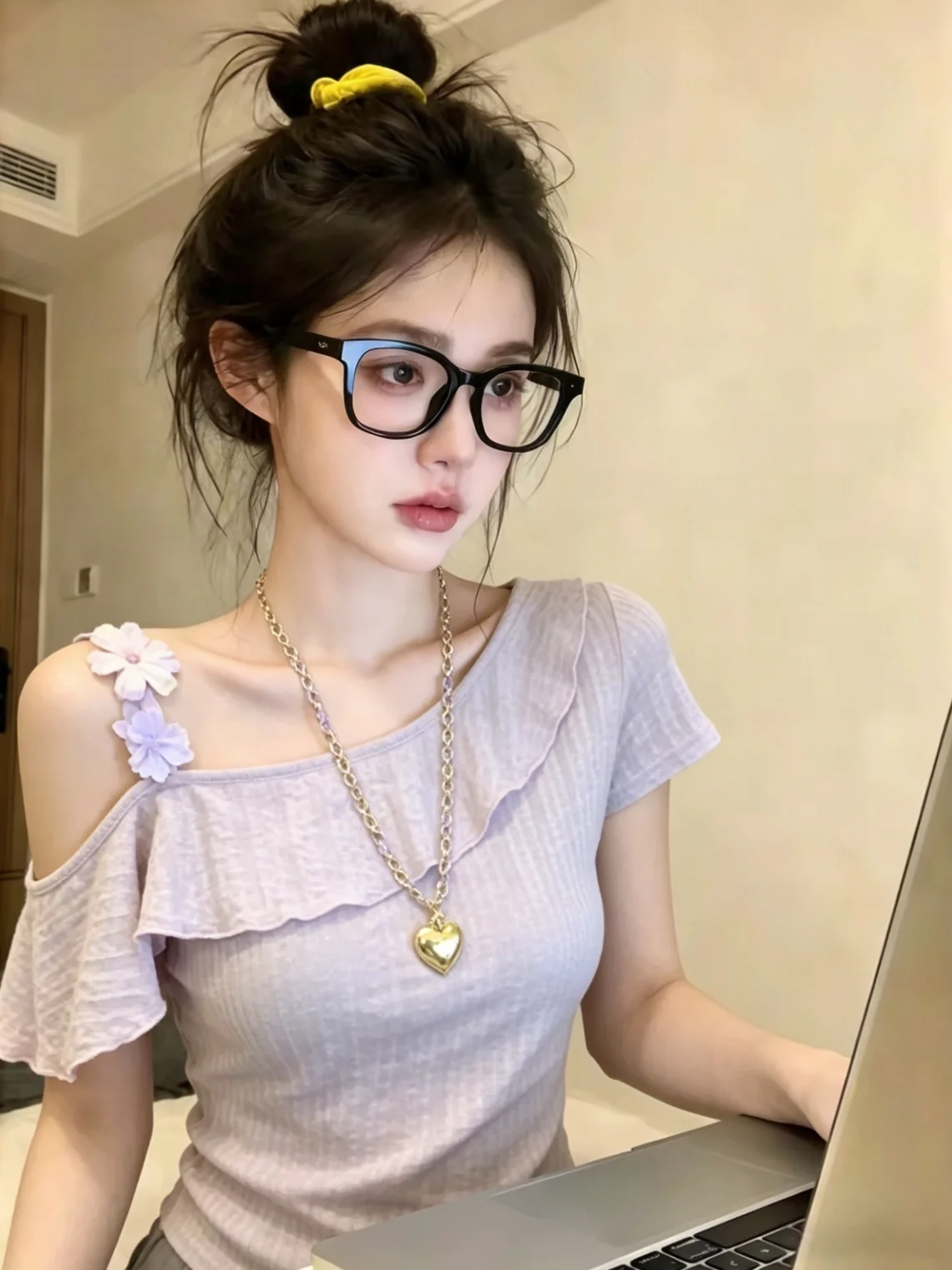 Stylish Short Sleeve T-Shirt for Women with 3D Flower Design Commuter Korean Style Slim Fit Sweet And Spicy Shoulder Baring Top
Stylish Short Sleeve T-Shirt for Women with 3D Flower Design Commuter Korean Style Slim Fit Sweet And Spicy Shoulder Baring Top