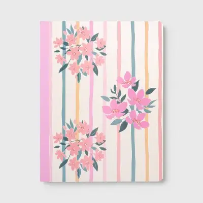 Stripe Bouquet 7.5"x9.75" Light Embossing Comp Paper Notebook Pink