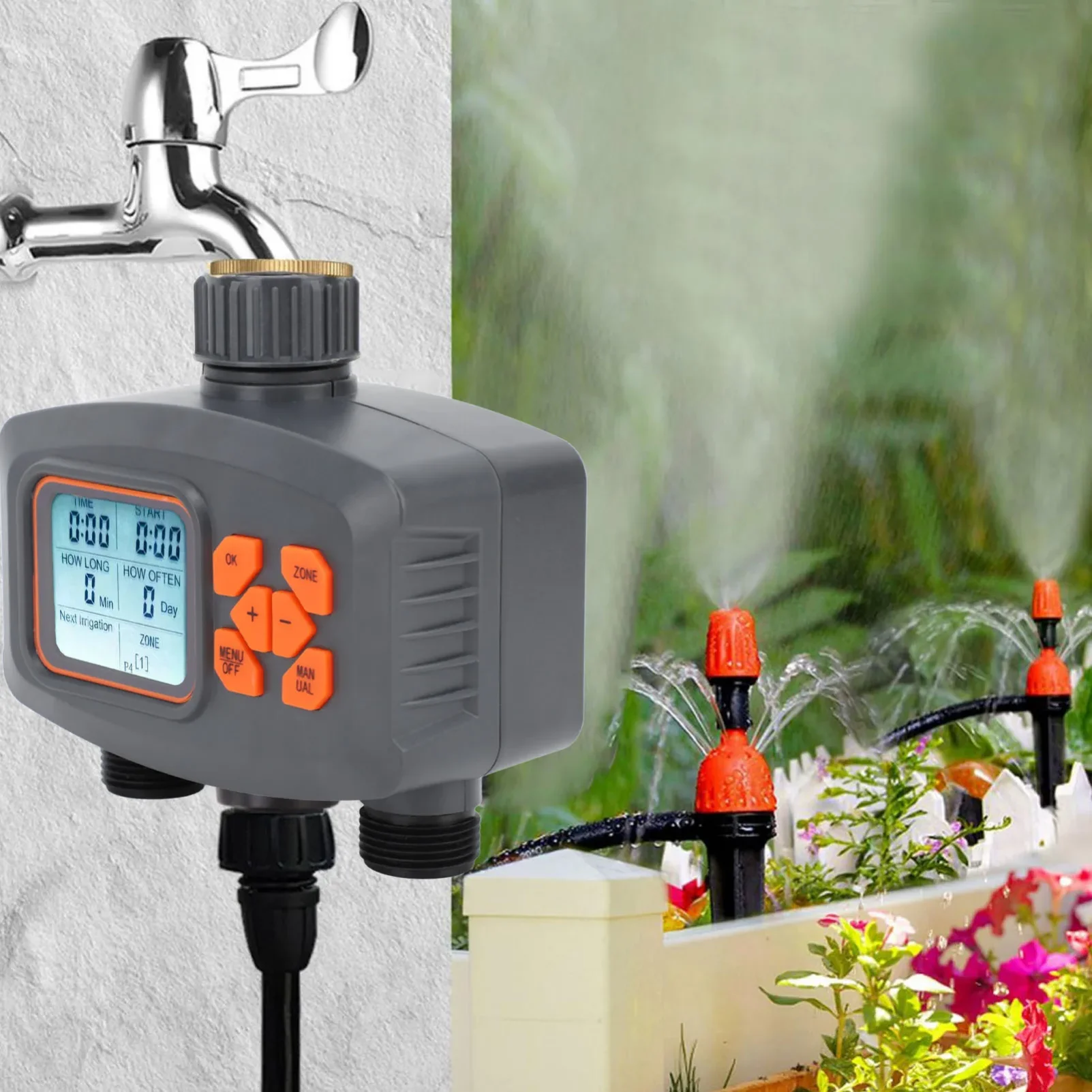 Water Timer with Rain Sensor 2 Zone Sprinkler Timer with Rain Sensor Automatic Irrigation Controller with G3/4 Male to G1/2 Fema
Water Timer with Rain Sensor 2 Zone Sprinkler Timer with Rain Sensor Automatic Irrigation Controller with G3/4 Male to G1/2 Fema